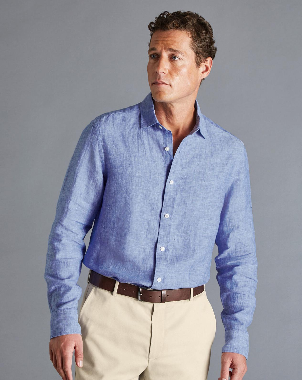 Pure Linen Shirt - Cobalt Blue