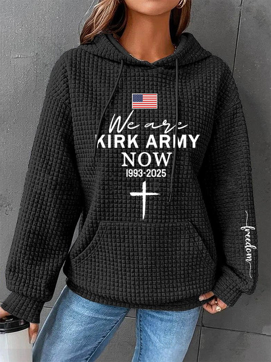 Women's We Are Kirk Army Now! R.I.P Charlie Kirk Waffle Hoodie