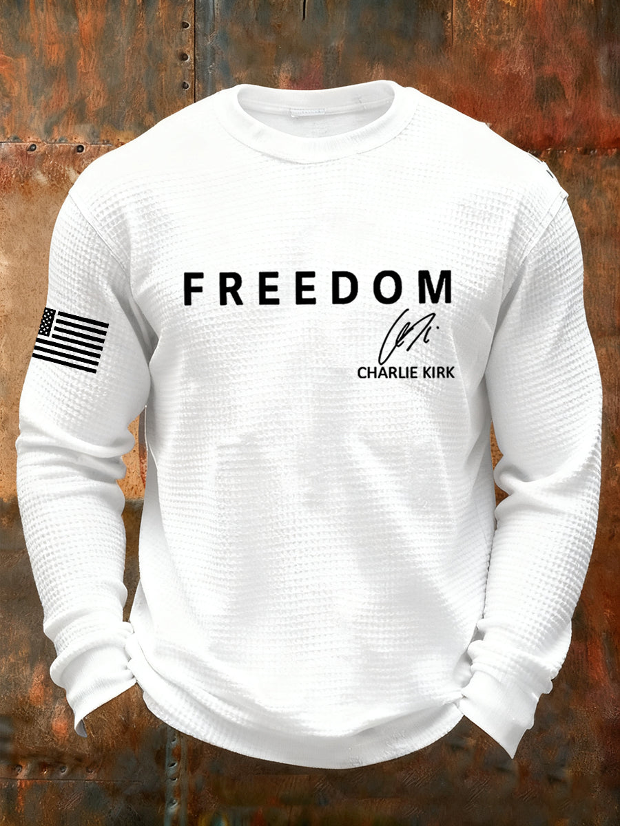 Men's Freedom Is Not Free R.I.P Charlie Kirk Waffle Long Sleeve T-Shirt
